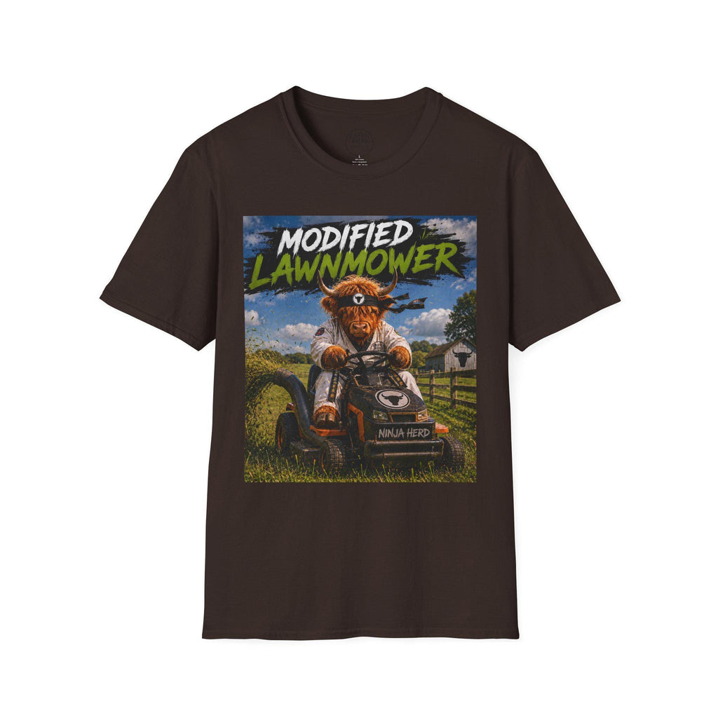 Modified lawn mower, funny, cow, Unisex Softstyle T-Shirt