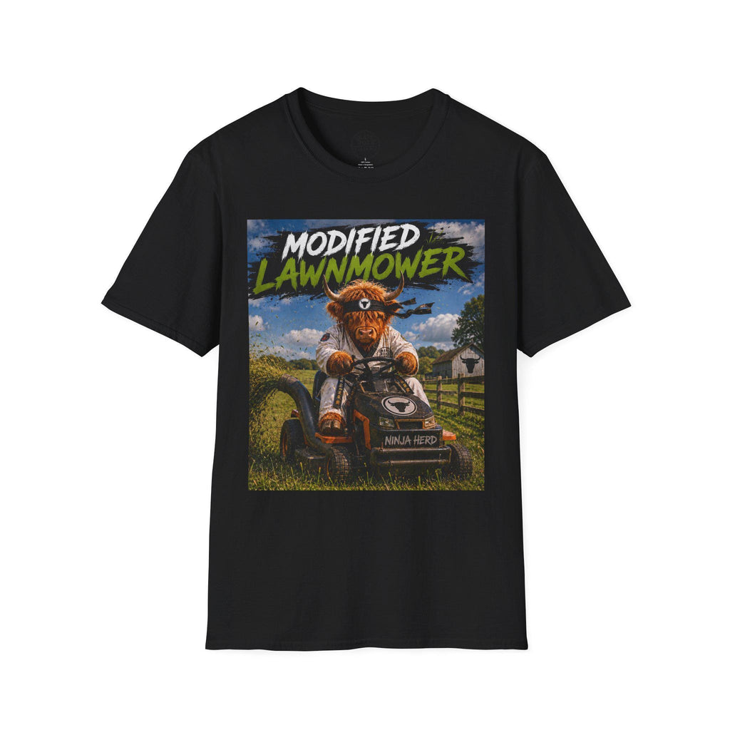 Modified lawn mower, funny, cow, Unisex Softstyle T-Shirt